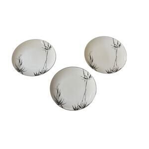 VTG Sango Black Bamboo Japan Salad Plates (3) #6518 Discontinued Brunch 1980’s